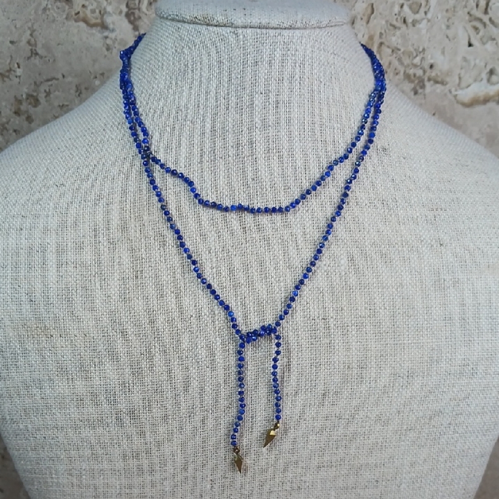 Lapis Lazuli Gemstone Lariat Style Necklace
